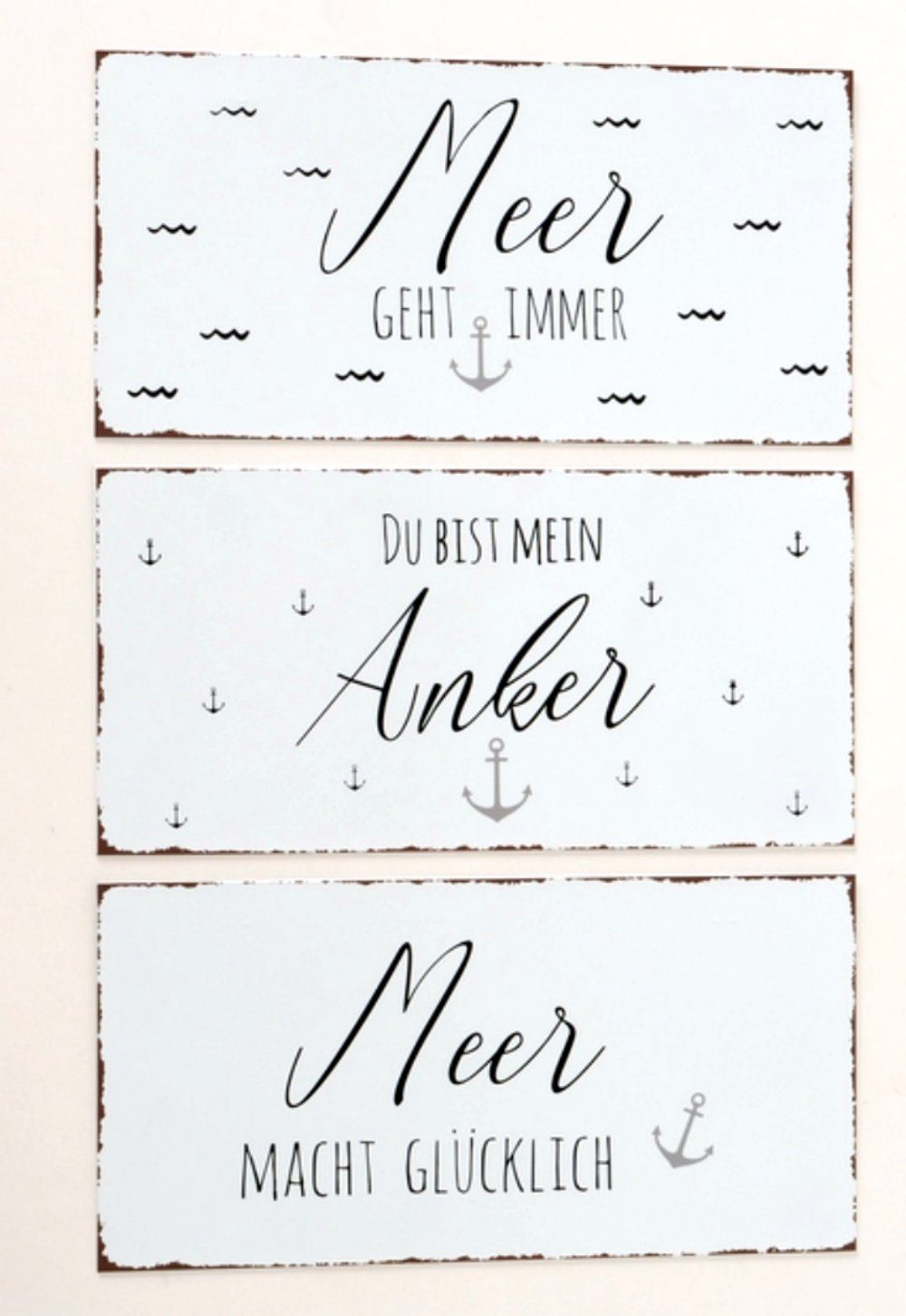 BOLTZE Wandbild, Maritim, Grosses Vintage Maritimes Metallschild Modell DU BIST MEIN ANKE