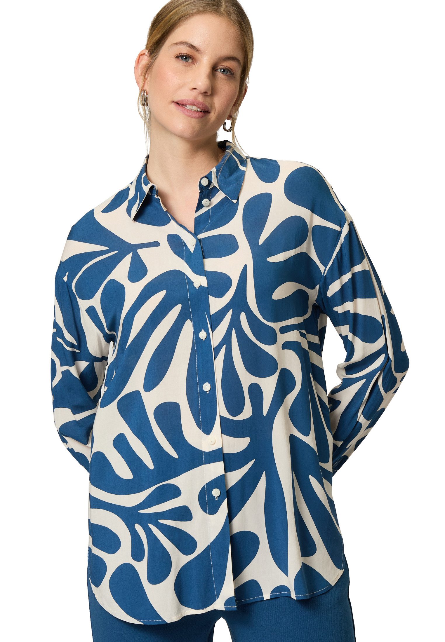 Schlupfbluse zero Oversized-Bluse mit Blattmuster