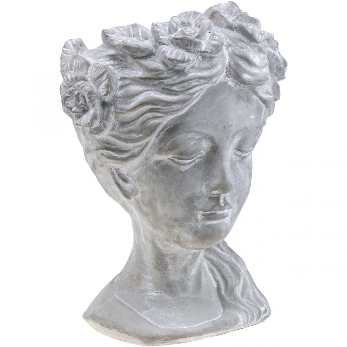 Florists Products Übertopf Pflanzkopf Beton Frauenbüste Übertopf Weiß Deko H34cm