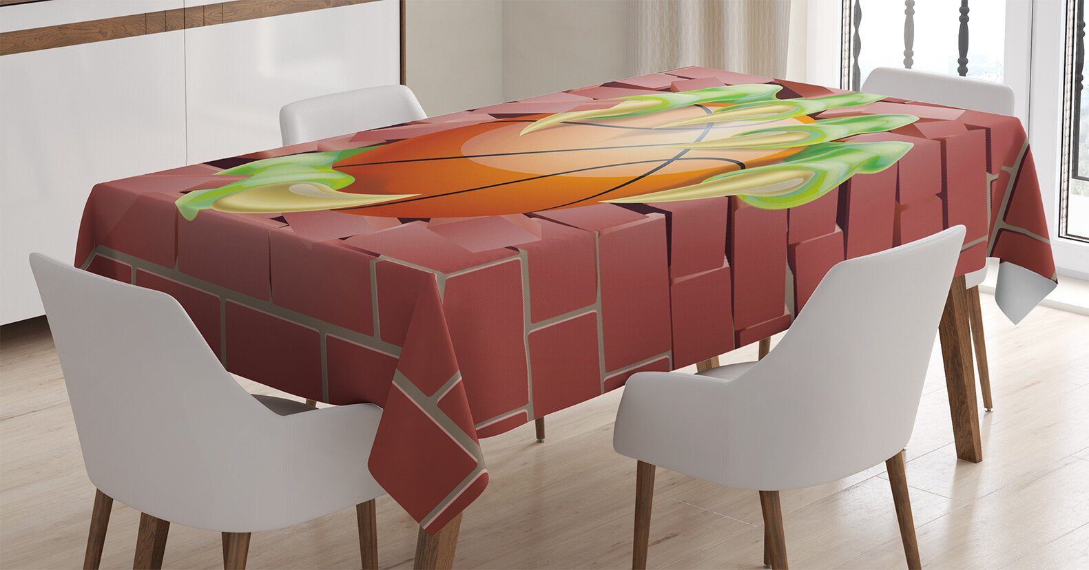 Klare geeignet Waschbar Tischdecke den Farben, rot Außen Farbfest Basketball-Cartoon Abakuhaus Bereich Für