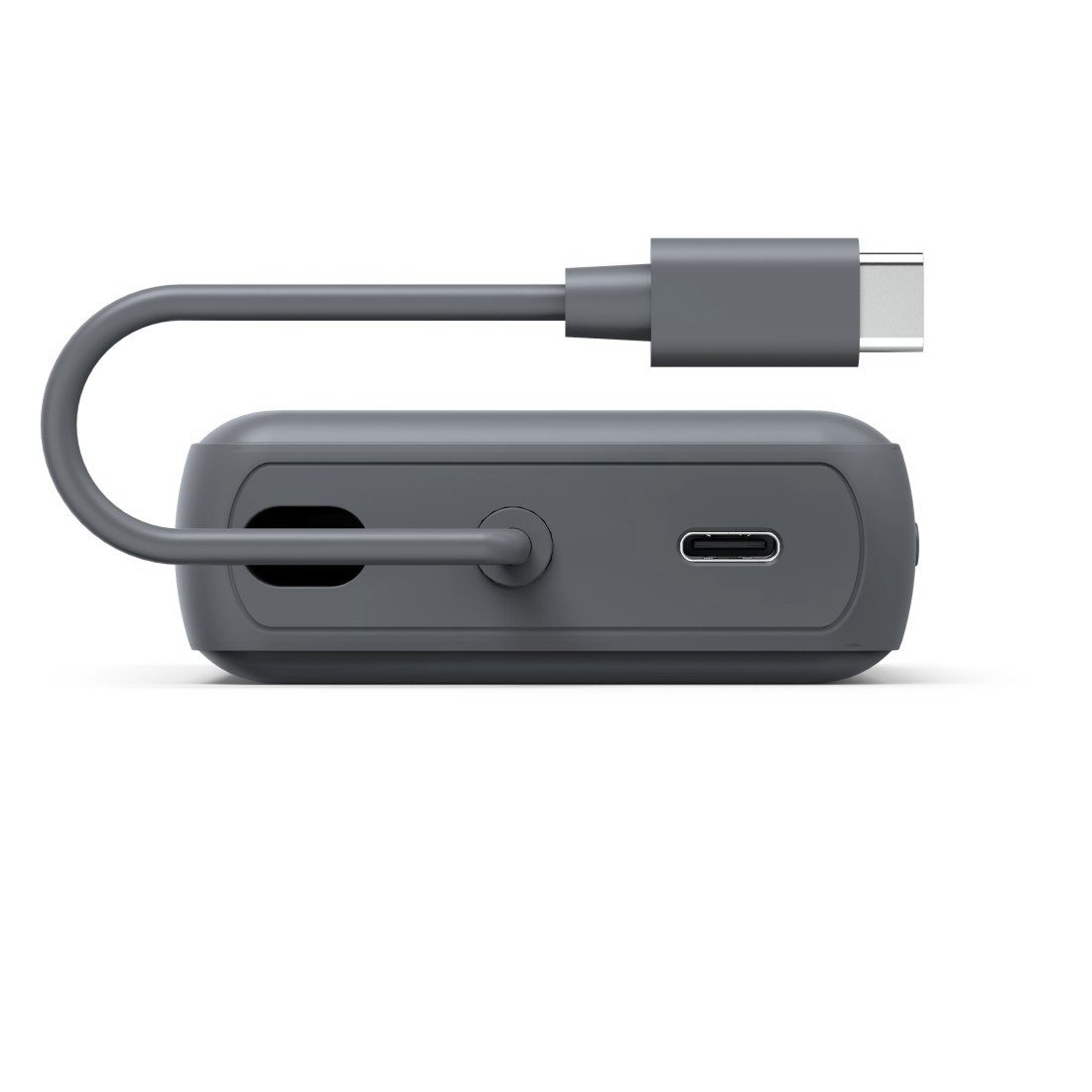 Hama Powerbank mit integriertem USB-C-Kabel, 10000 mAh, 2x USB-C, grau Powerbank, integriertes Kabel, Fast Charge, LED-Kapazitätsanzeige, akkuschonend