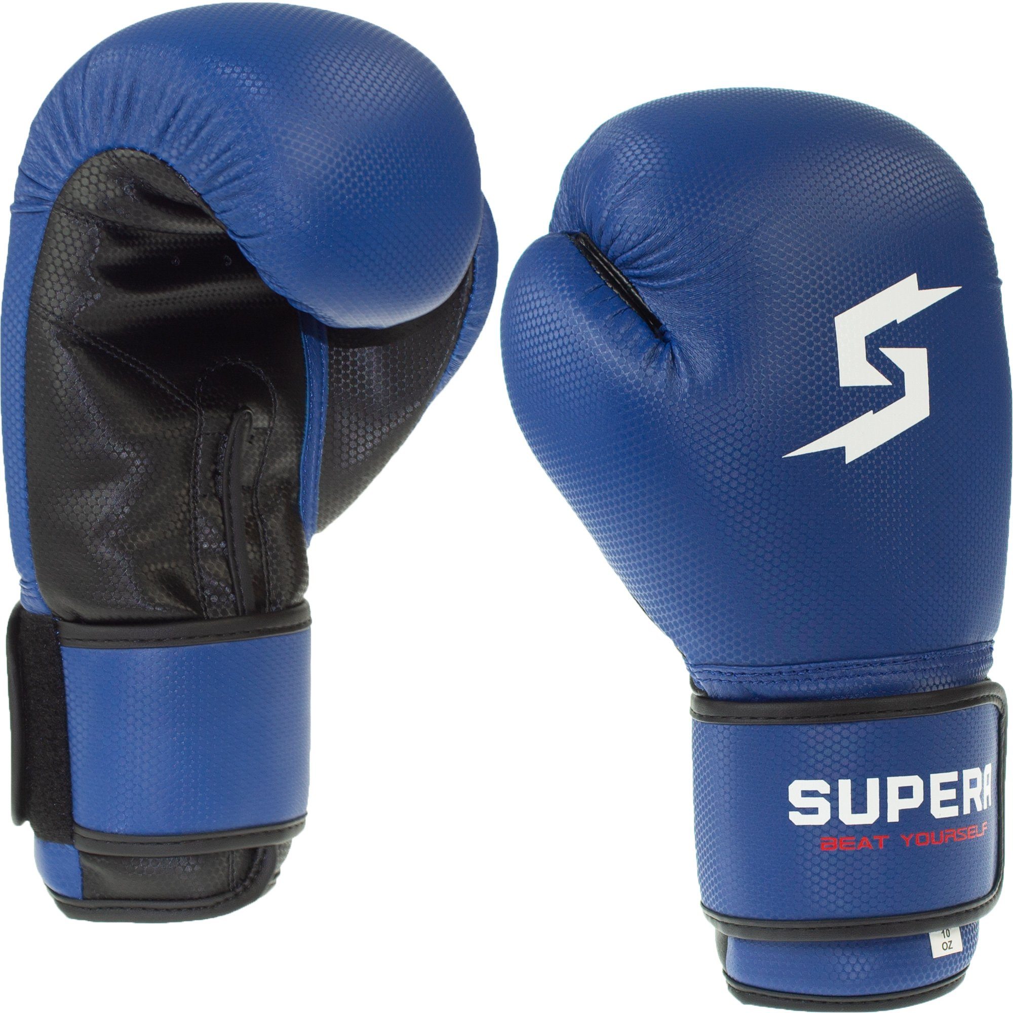 SUPERA Boxhandschuhe für Kickboxen blau - Handschuhe (Paar), Box Männer Frauen und MMA Boxen