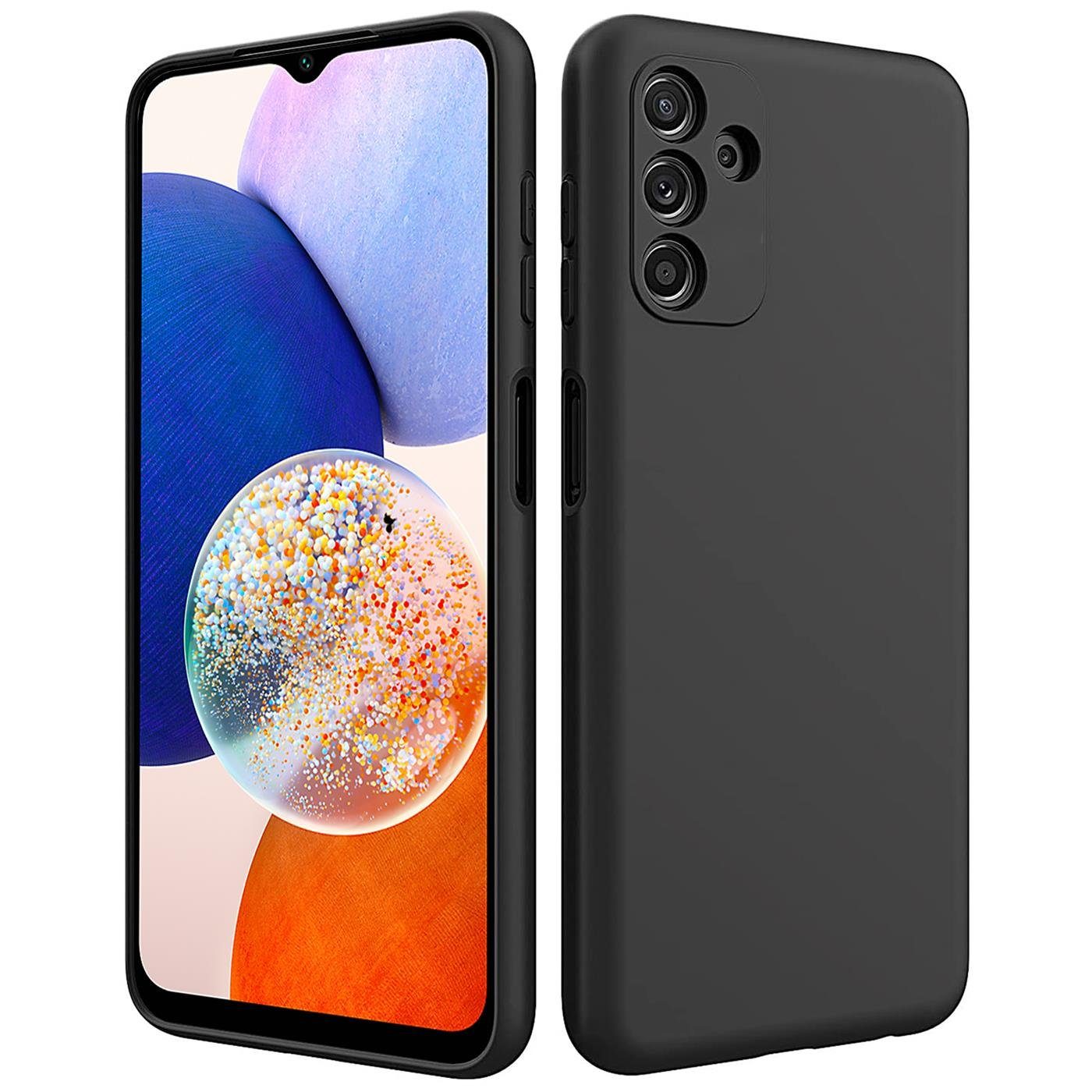CoolGadget Handyhülle Handy Schutzhülle für Samsung Galaxy A14 4G / 5G matt schwarz 6,8 Zoll, Silikon TPU Hülle Schutz Tasche Cover schlicht Slim Case