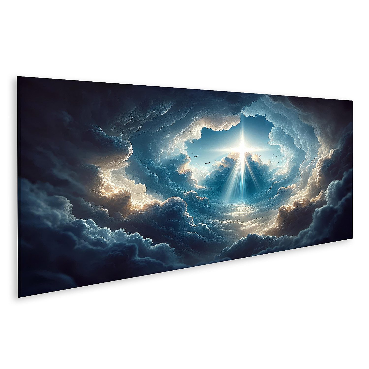 Leinwandbild Dramatischer Sonnenlichtausbruch: Himmel mit Kreuzformation