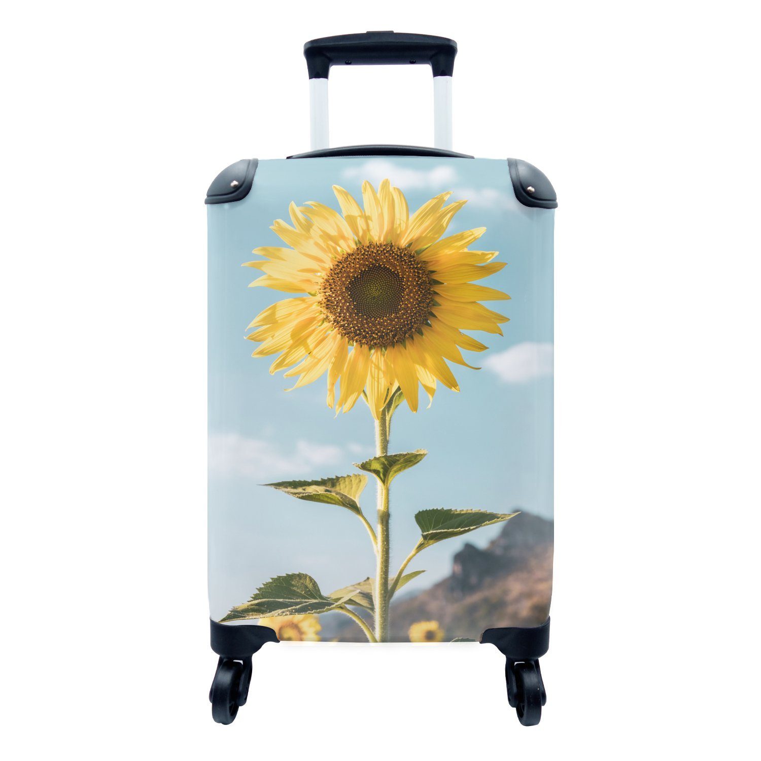 MuchoWow Handgepäckkoffer Blumen - Sonnenblume - Draußen, 4 Rollen, Reisetasche mit rollen, Handgepäck für Ferien, Trolley, Reisekoffer