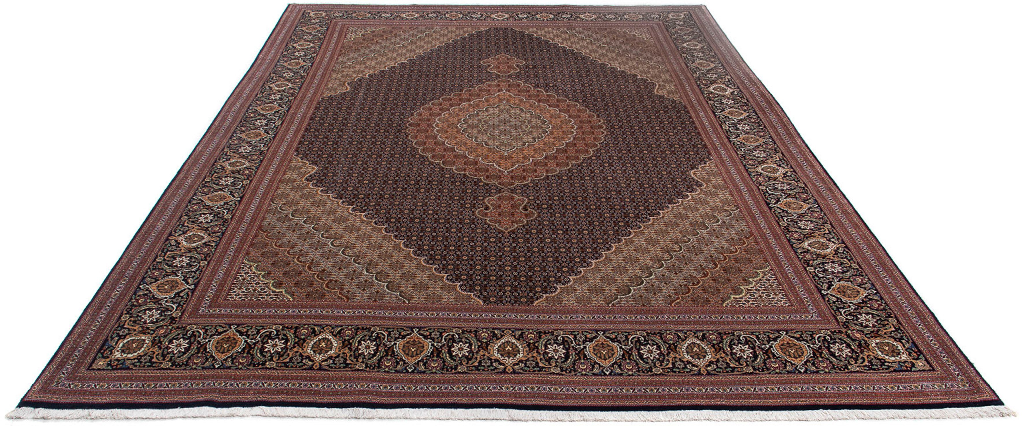 Orientteppich Perser - Täbriz - 359 x 252 cm - braun, morgenland, rechteckig, Höhe: 10 mm, Wohnzimmer, Handgeknüpft, Einzelstück mit Zertifikat