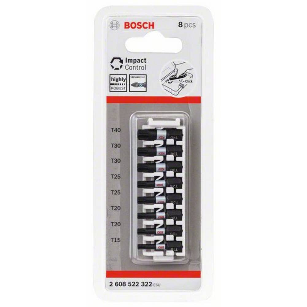 BOSCH Kreuzschlitz-Bit Schrauberbit-Set Impact Control, 8-teilig, 1 x T15, T40 2608522322