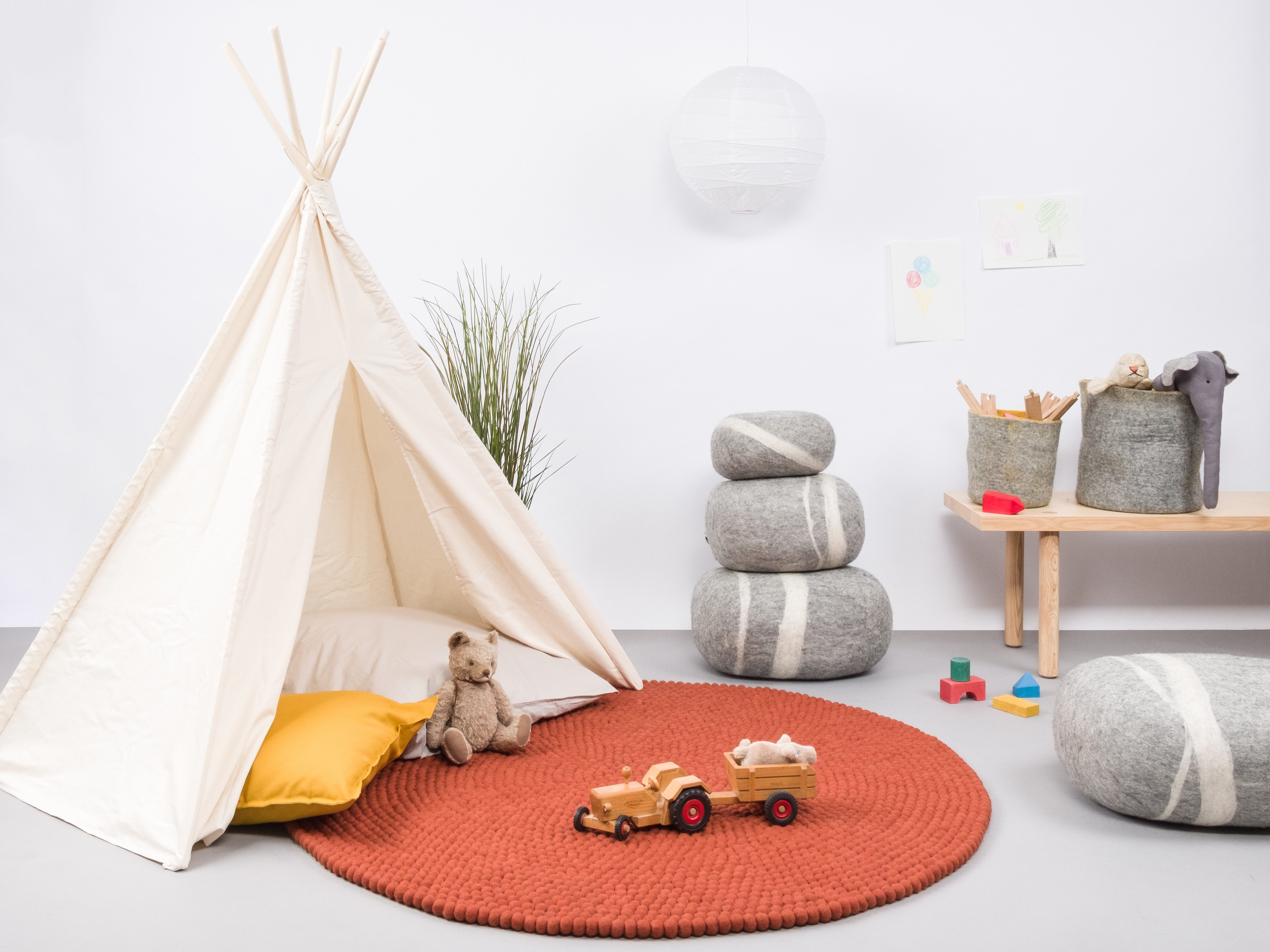 myfelt Wollteppich Lora Filzkugelteppich rund, 100% reine Schurwolle, in ve günstig online kaufen