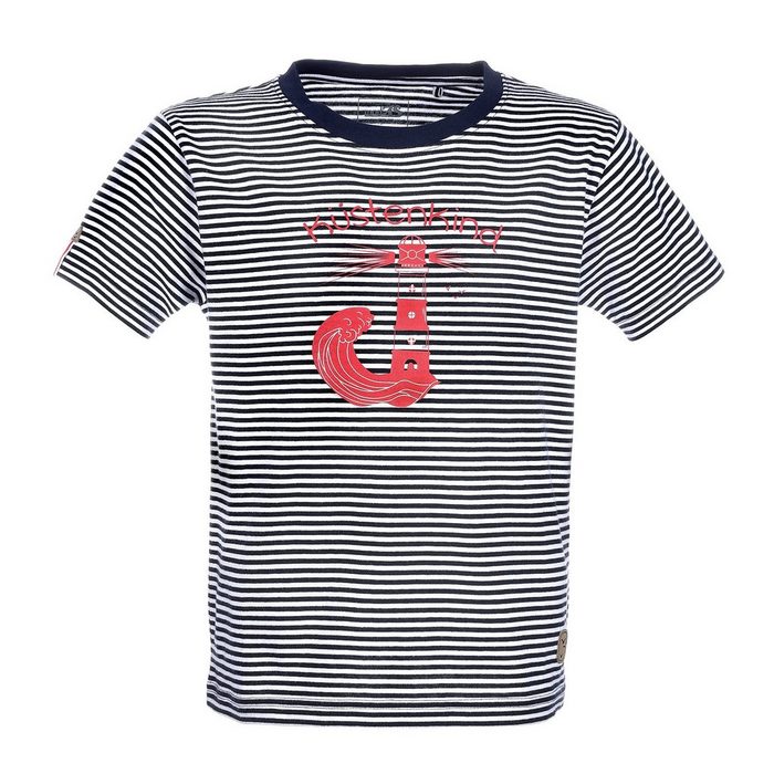 modAS Rundhalsshirt Kinder T-Shirt mit Leuchtturm-Print und Schriftzug Küstenkind aus Baumwolle
