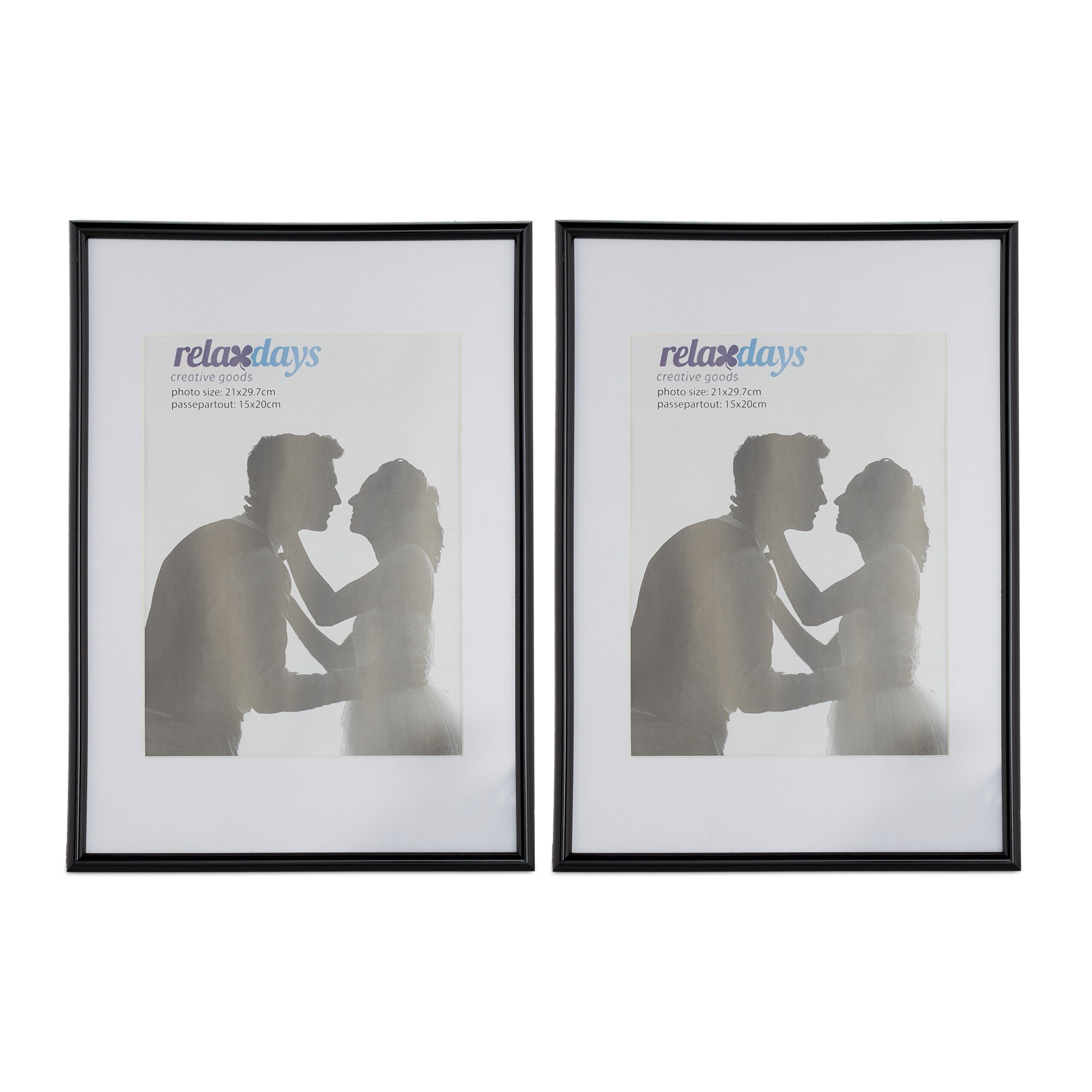 relaxdays Bilderrahmen 2er Set A4, Schwarz günstig online kaufen