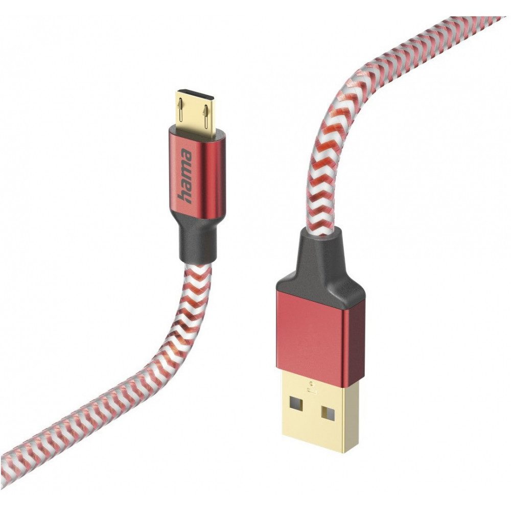 Hama Hama Ladekabel 1,5m USB-A>Micro-USB rot Smartphone-Adapter USB-A zu Micro-USB, Stylisches rotes Design