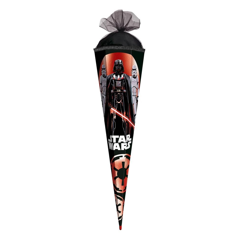 Roth Schultüte Disney Star Wars mit Folieneffekt, 85cm, eckig, Zuckertüte mit Tüllverschluss und Rot(h)-Spitze