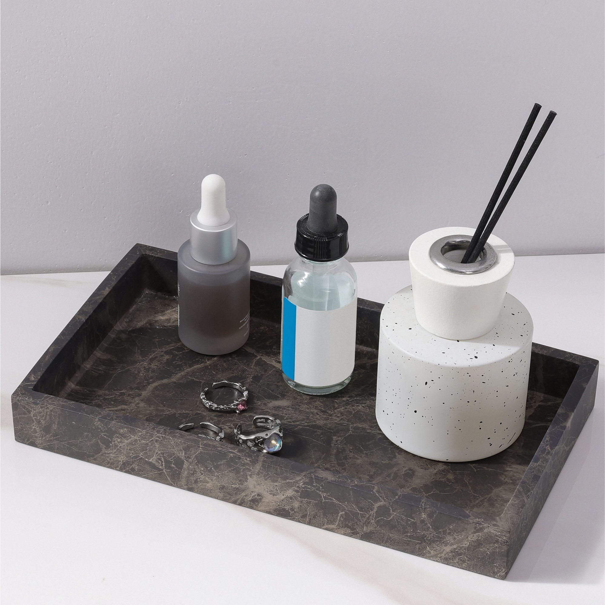 Organizer Marmor Schmucktablett - Marmorplatte - Ideal für Schmuck & Parfüm