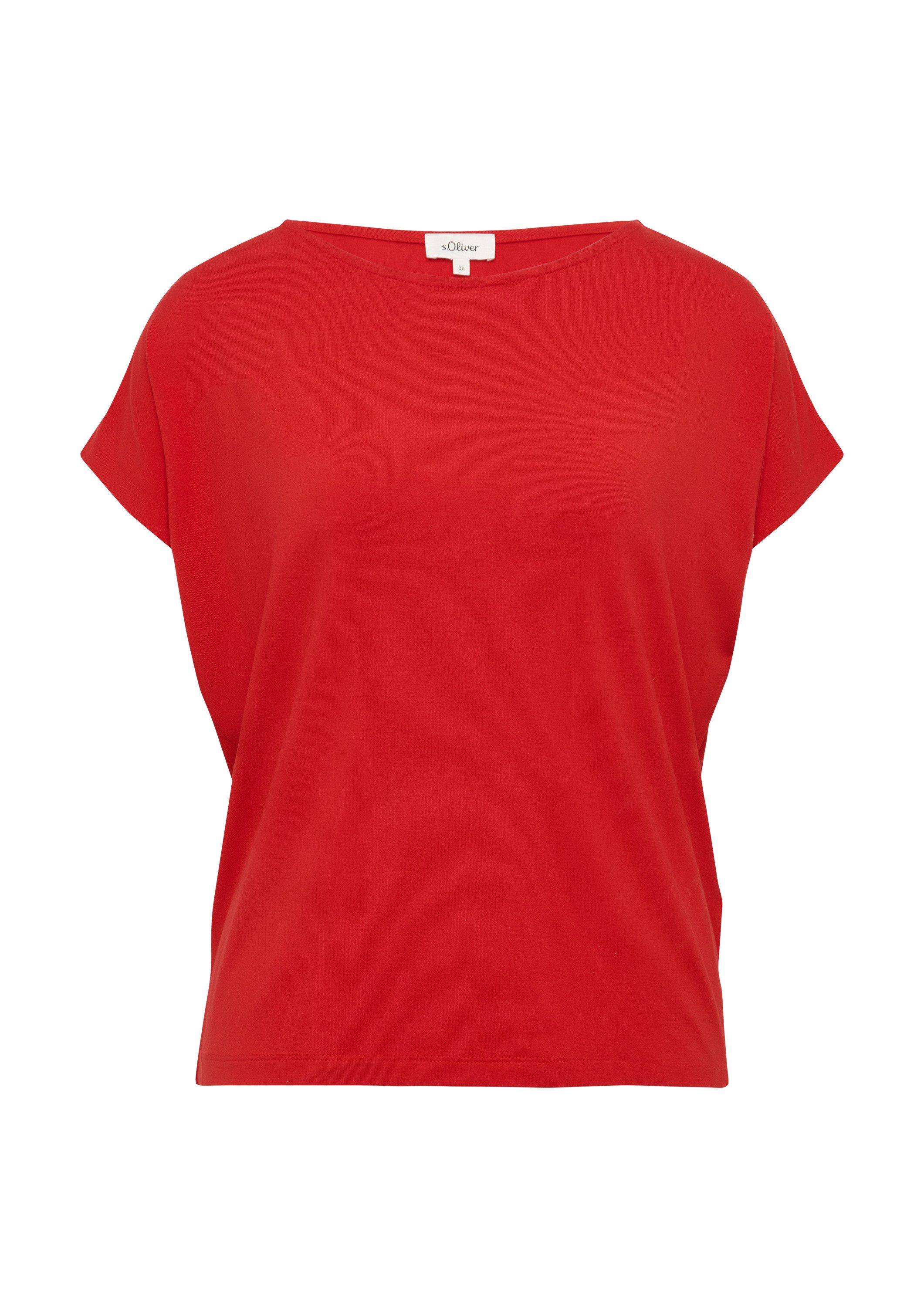 s.Oliver Kurzarmshirt T-Shirt Fließendes Jersey-Shirt mit überschnittenen S günstig online kaufen