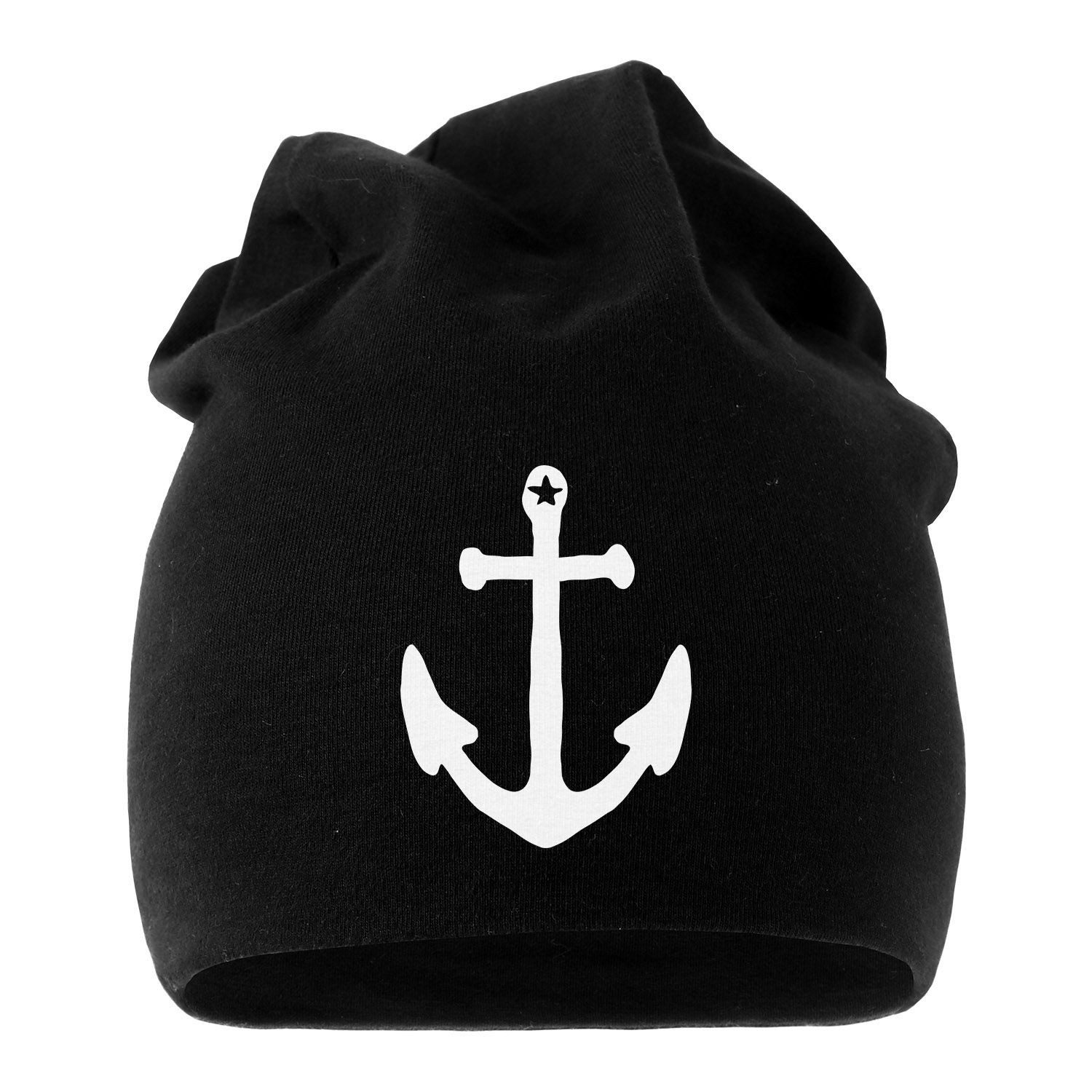 Beanie Jersey Beanie Anker Stern Anchor Star Vintage Herrem Damen bedruckt