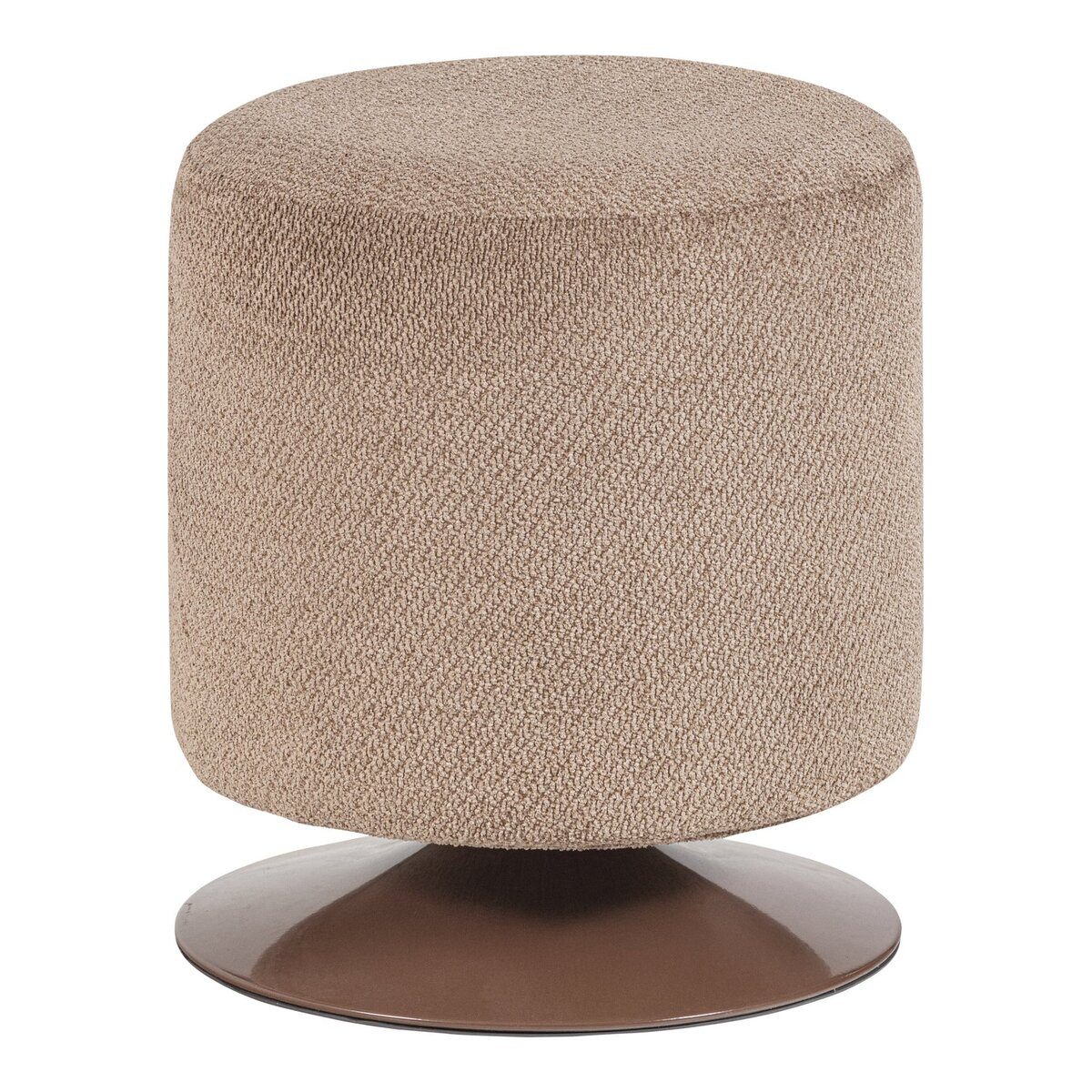 WOOOD Sitzhocker Islen - Bouclé-Stoff Braun, mit Drehfuß, Luxuriöser Bouclé-Bezug, funktionaler Drehsockel