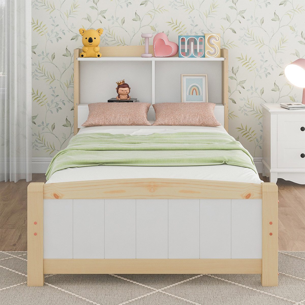 Bettgestell Bettgestell mit Lattenrost Kopfteil Matratze Kinderbett