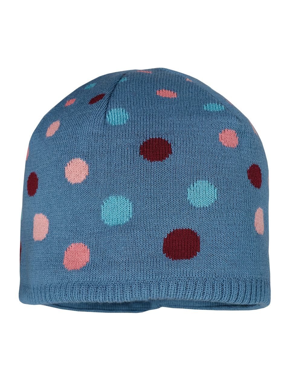 MAXIMO MINI Punkte, bluestone Strickmütze in Germany Jacquard Made Jerseyfutter GIRL-Beanie