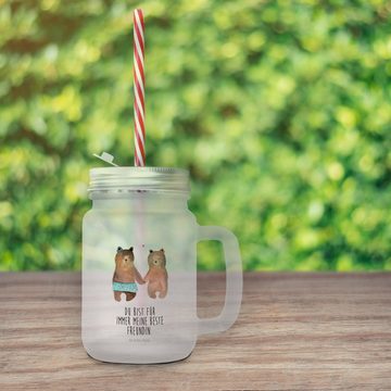 Mr. & Mrs. Panda Cocktailglas Bär Freundin - Transparent - Geschenk, Retro-Glas, Trinkglas, Glas, B, Premium Glas, Mit süßen Motiven