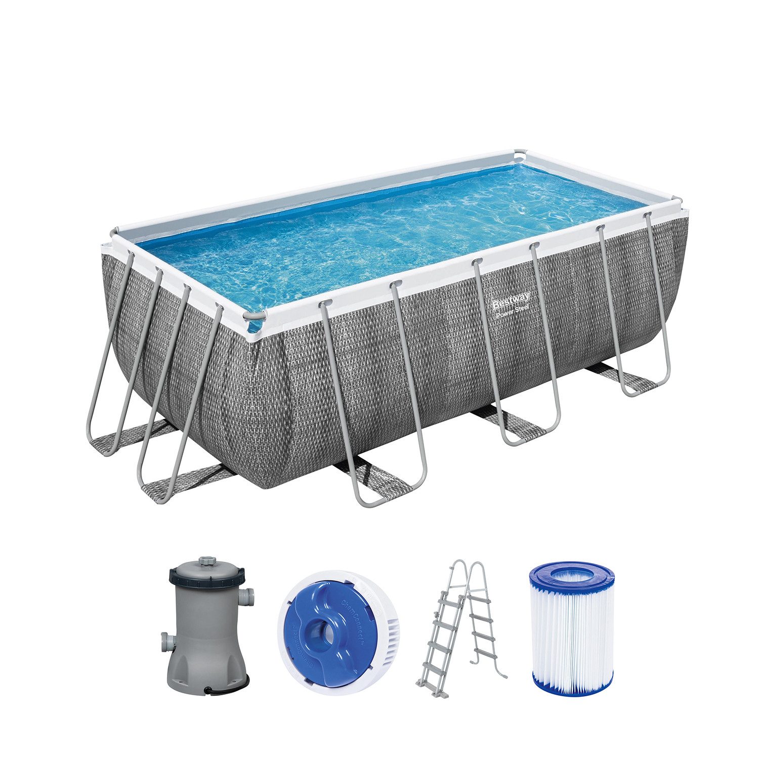 Framepool Power Steel™ Frame Pool Set mit Filterpumpe 412 x 201 x 122 cm, Rattan