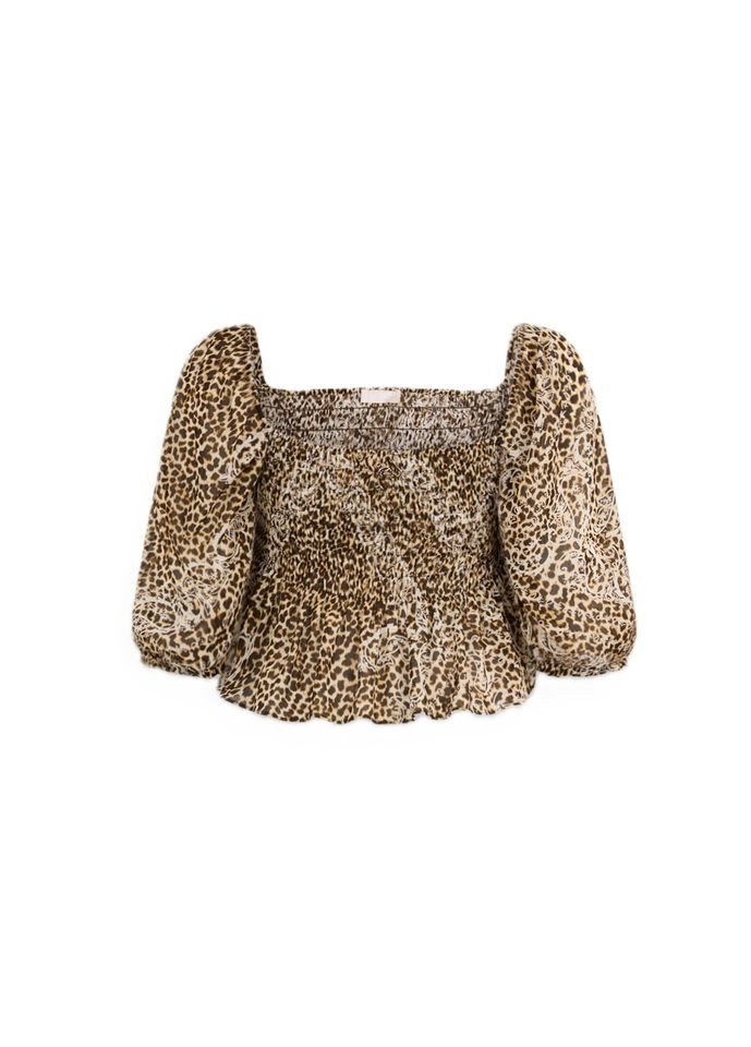 Kurzarmbluse – Elegante Damen-Tunika mit Animal-Print