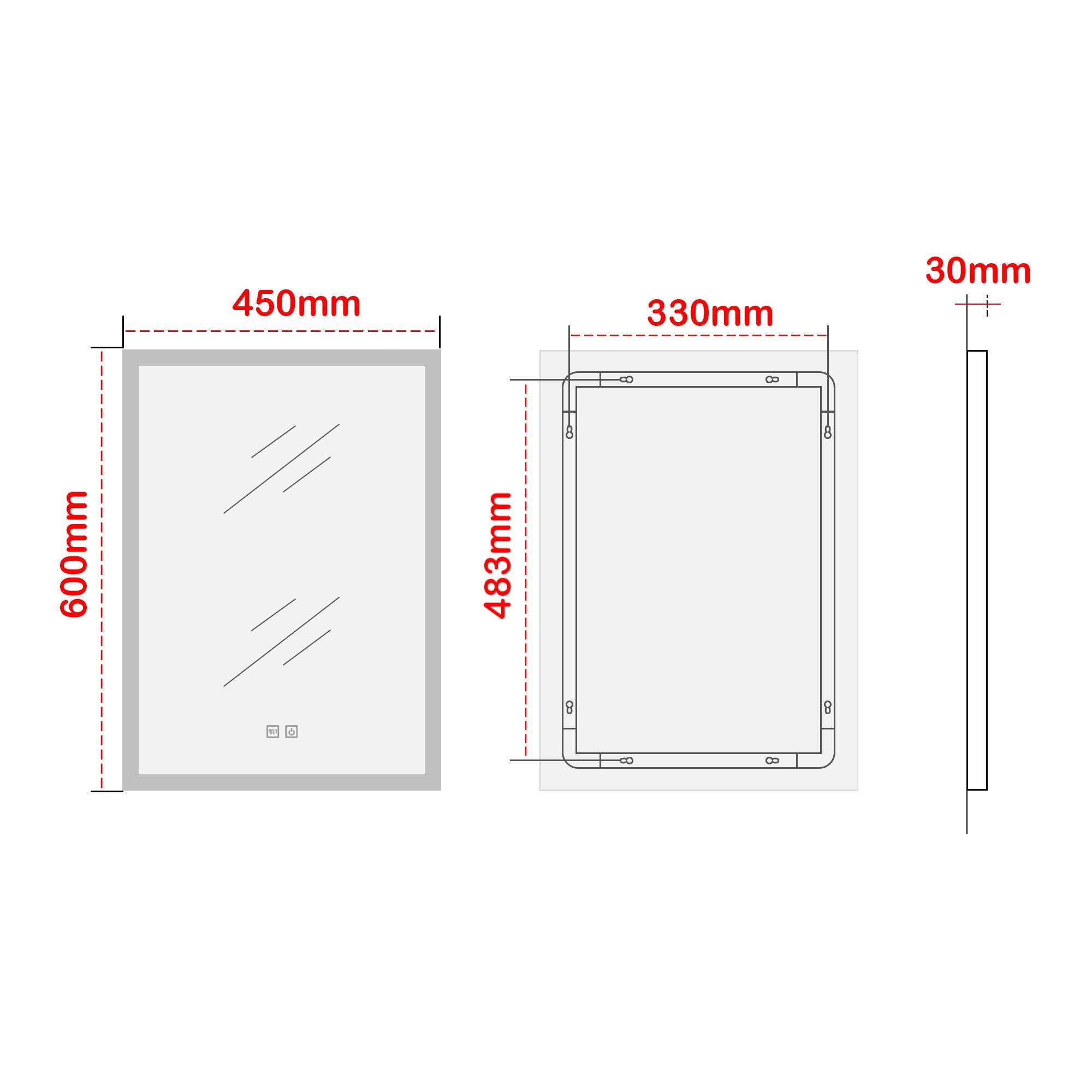 x pro.tec mit Weiß Badspiegel, 120 45 cm Aluminiumrahmen »Scafa« LEDs 60