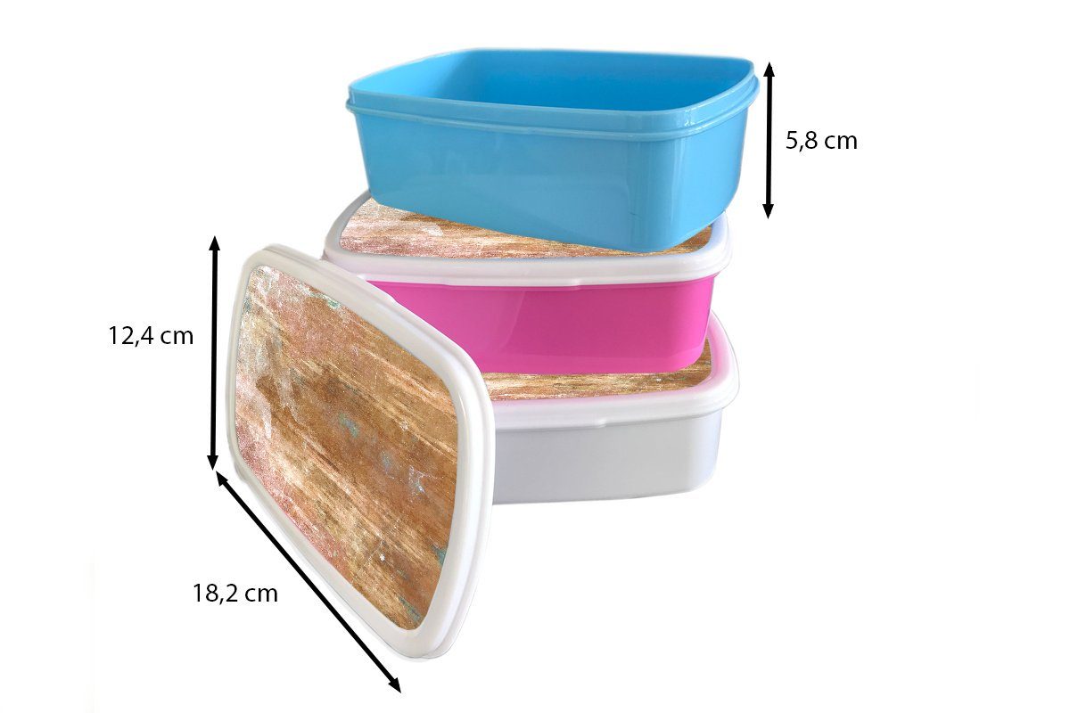 Snackbox, Mädchen, - MuchoWow - Bronze Kinder, Lunchbox Erwachsene, für Kunststoff rosa Kunststoff, (2-tlg), Eisen Rost, Brotbox Brotdose