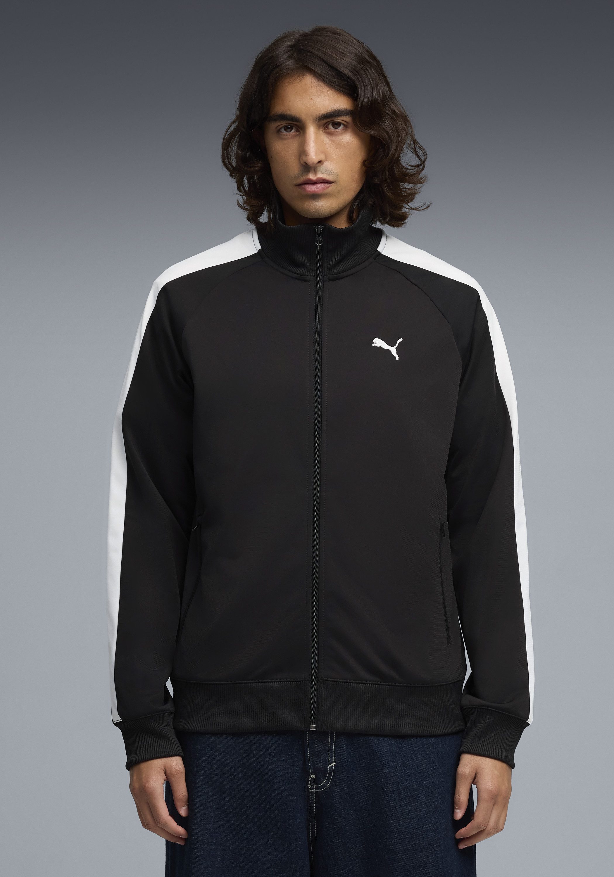 PUMA Trainingsjacke T7 FOUNDATION POLY TRACK JACKET mit Stehkragen, mit Reißverschlusstaschen, Regular Fit