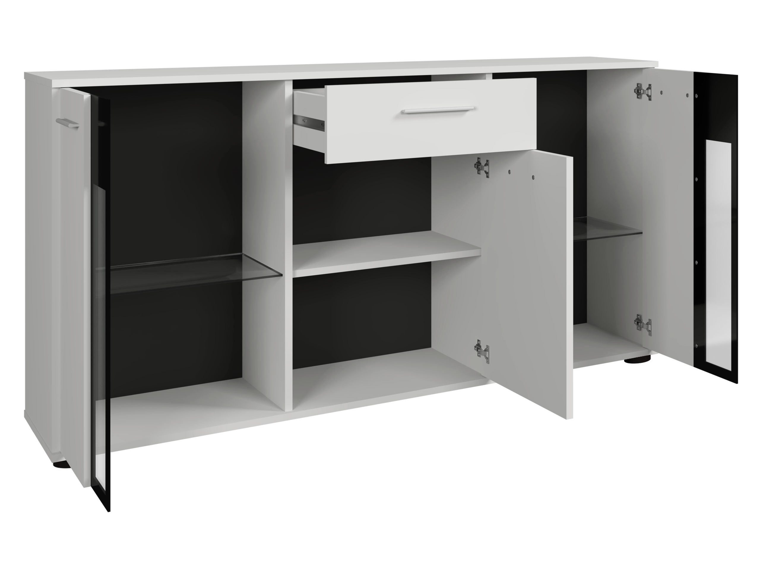 MIRJAN24 Kommode Salsa (mit 3 Türen und Schublade), mit Glasregale, LED-Beleuchtung als Option