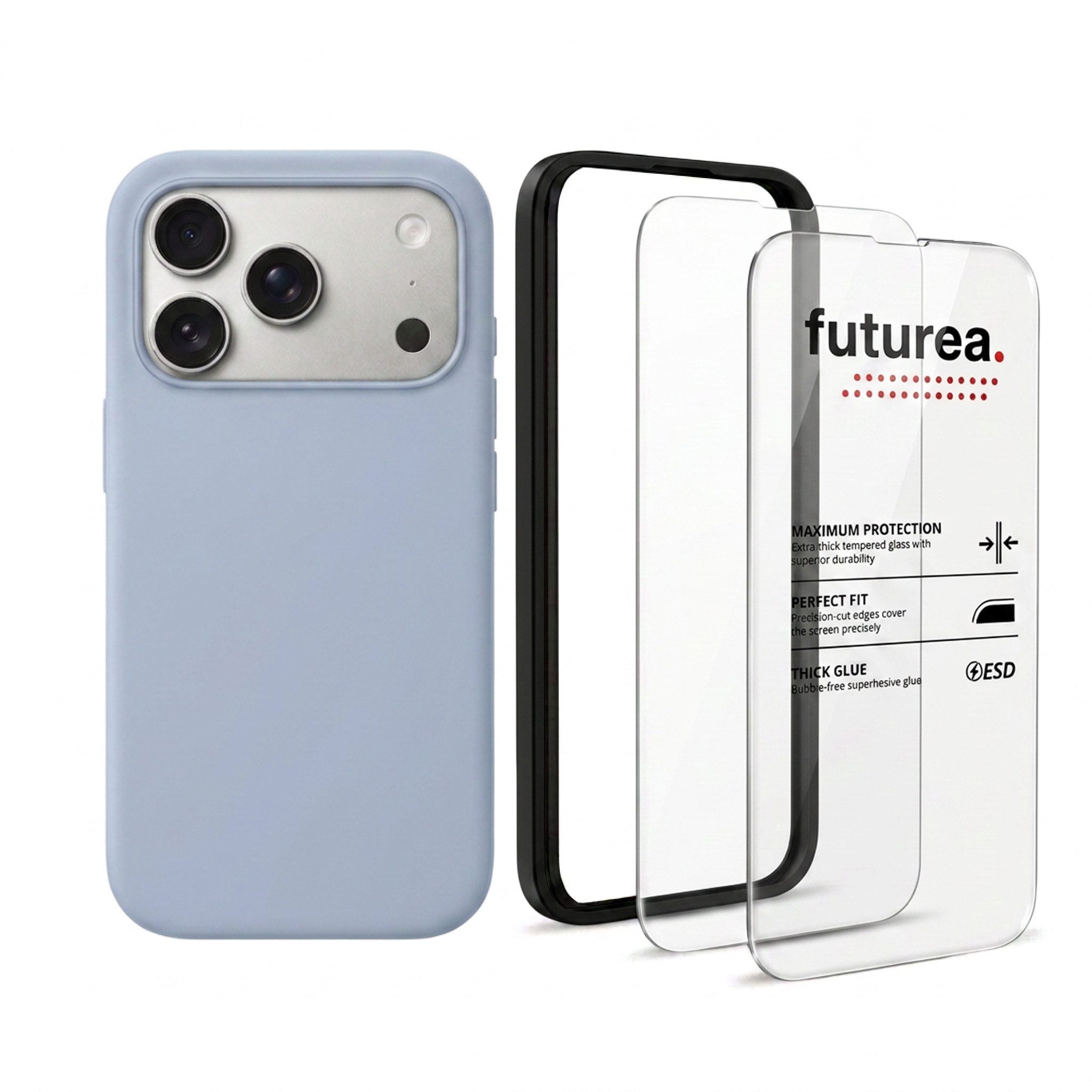 Futurea Handyhülle Silikon MagSafe Case 3in1 Set Panzerglas iPhone 18 Pro & Pro Max 6,3" - 6,9", Premium Schutzset mit Schutzfolie 9H Härtegrad für das Apple iPhone