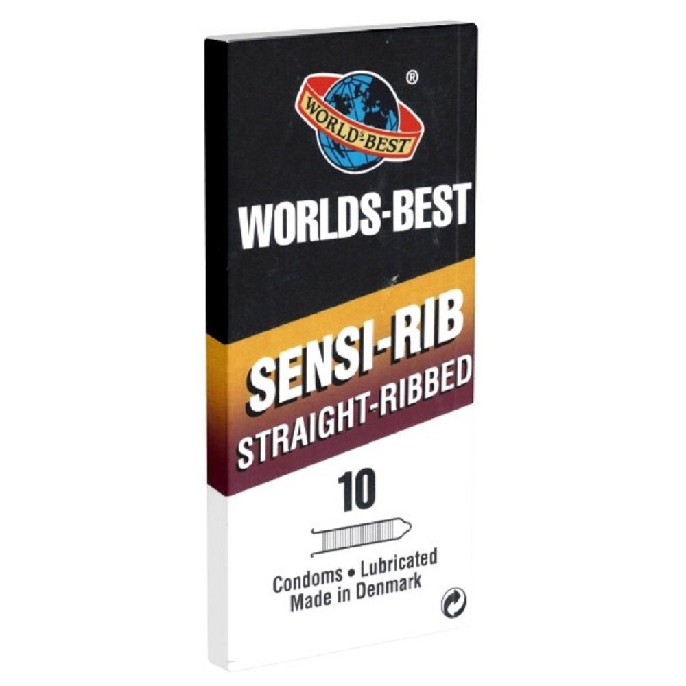 Worlds-Best Kondome Sensi-Rib Straight-Ribbed (gerippt) Packung mit, 10 St., Kondome aus Dänemark, sanft stimulierende Kondome mit weichen Rippen