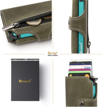 Bronzi Geldbörse (Herren Groß Vintage Leder Geldbörse, Herren Portemonnaie mit RFID Schutz), mit Geschenkbox - Italienische Geldbeutel Herren, Slim