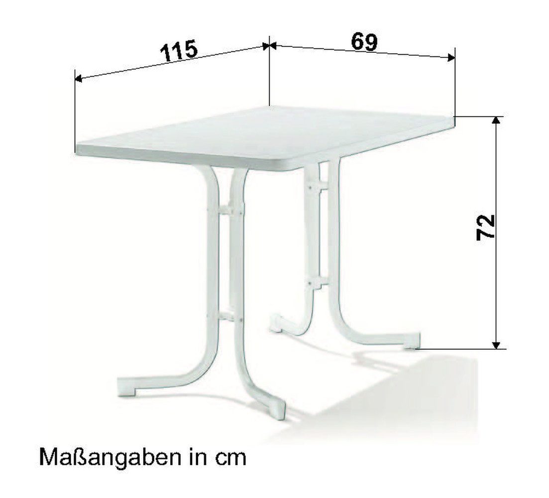 sieger Klapptisch Boulevard, in Schiefer anthrazit, mecalit®-PRO - 115x72x70cm (BxHxT)