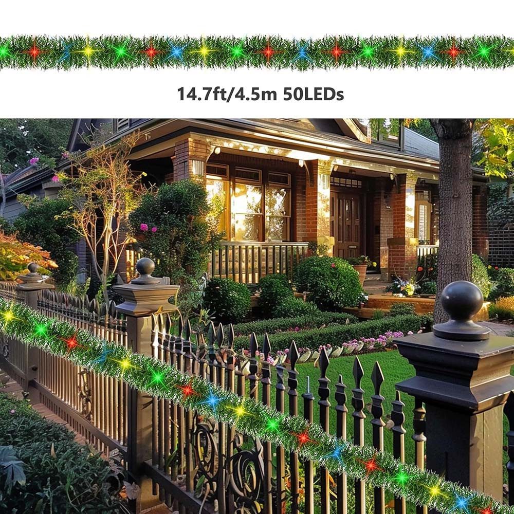Kunstgirlande Weihnachtsgirlande 50 LEDs Künstliche Grüne, 8 Modi, Batterie günstig online kaufen