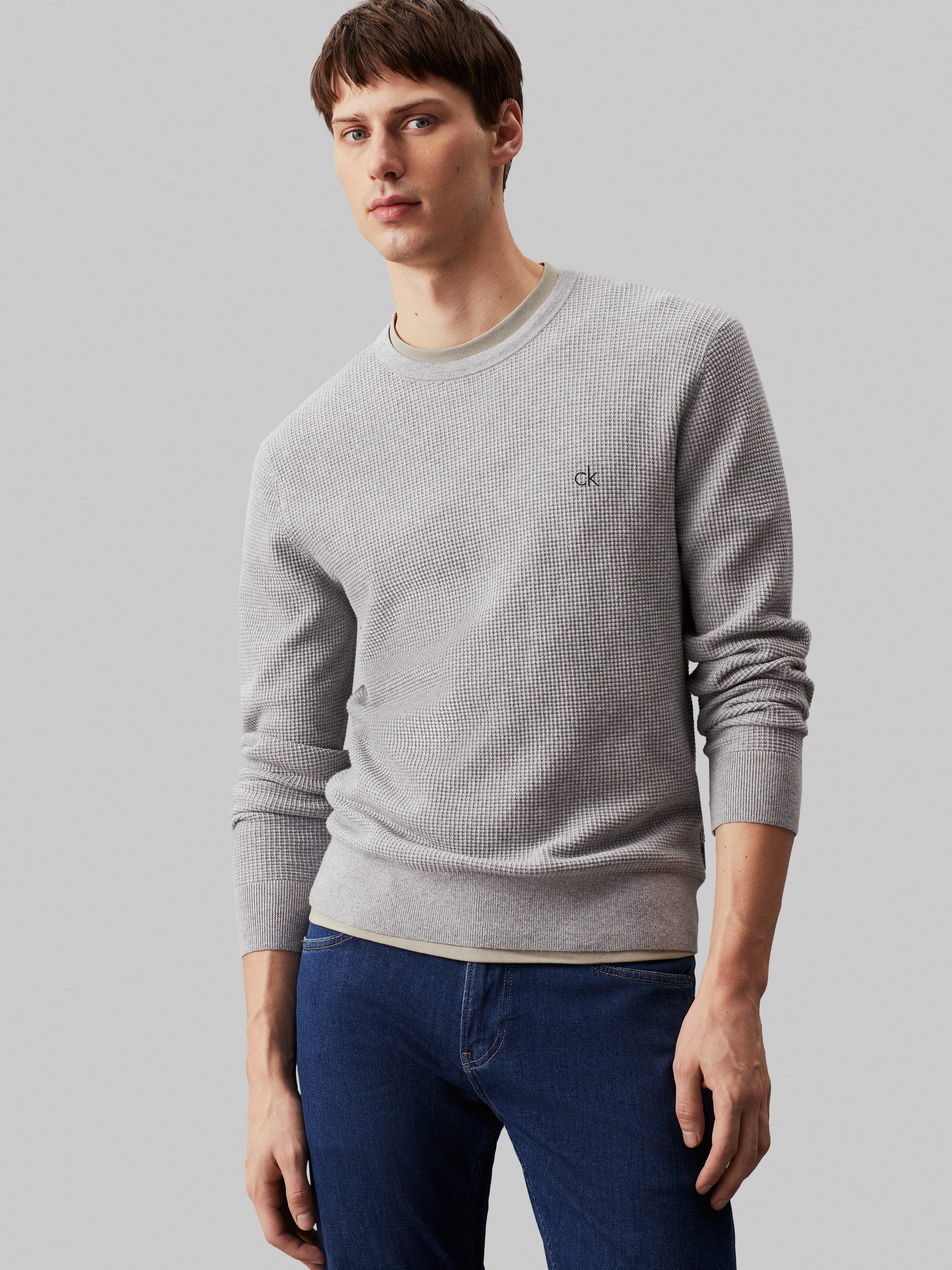 Calvin Klein Rundhalspullover WAFFLE STRUCTURE SWEATER günstig online kaufen
