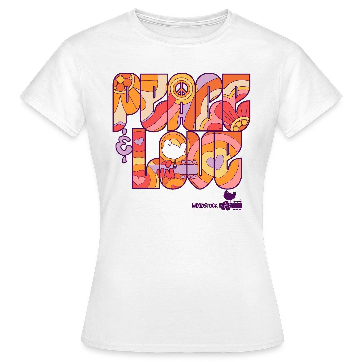 Spreadshirt T-Shirt Woodstock Peace Love Hippie günstig online kaufen