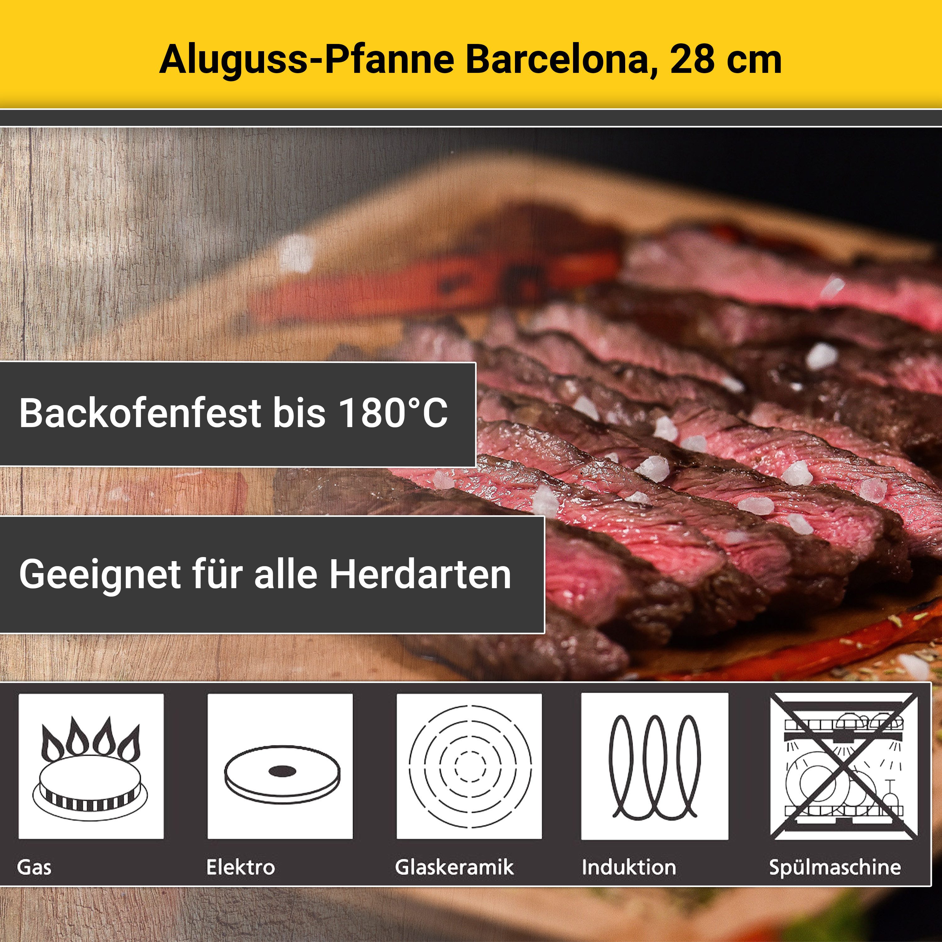 Krüger Bratpfanne Aluguss Pfanne Bacelona, Aluminiumguss (1-tlg), für Induktions-Kochfelder geeignet – Bild 5 von 5