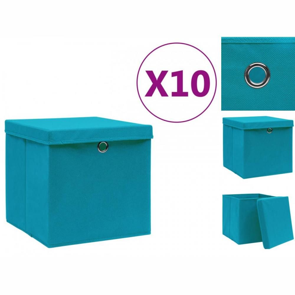 vidaXL Aufbewahrungsbox Aufbewahrungsboxen mit Deckeln 10 Stk 28x28x28 cm Babyblau