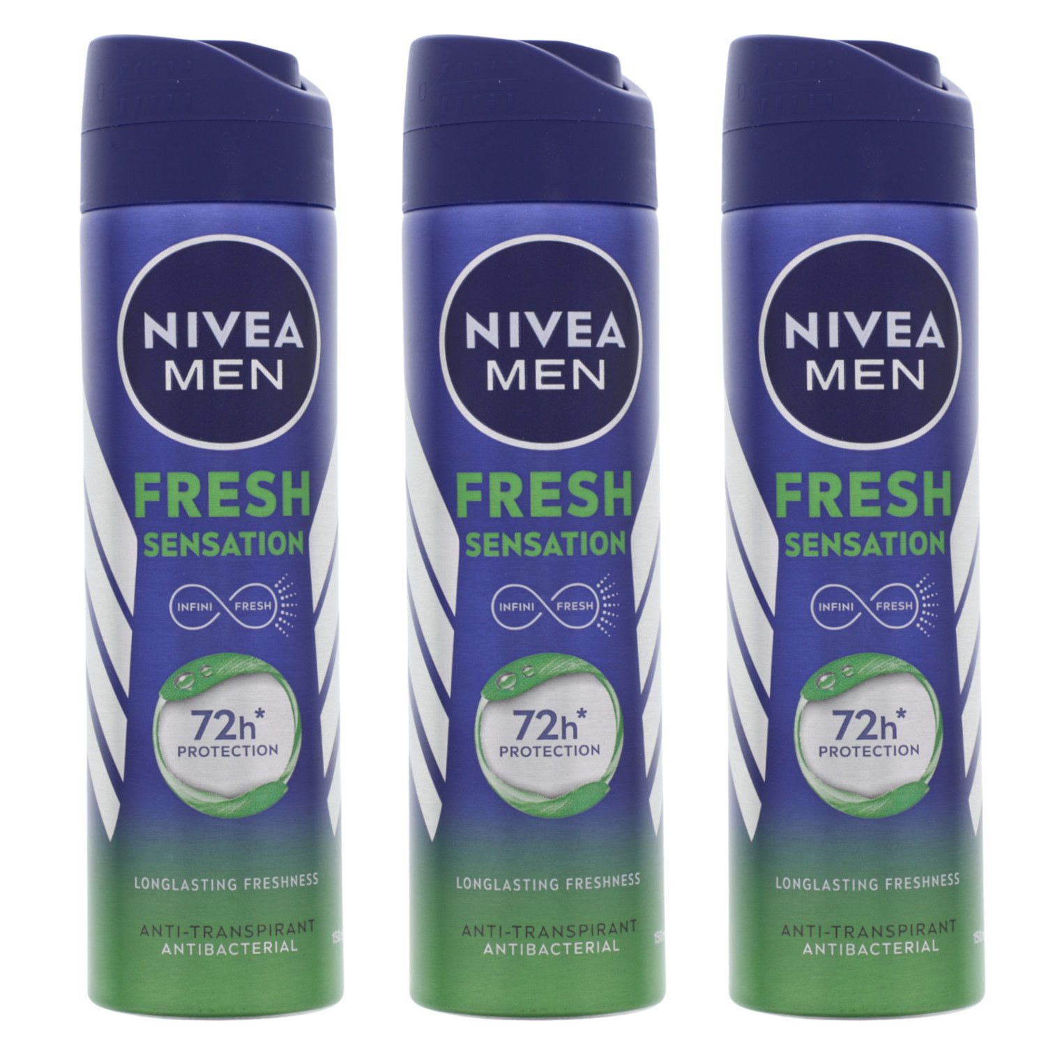 Bodyspray 3 x NIVEA MEN Fresh Sensation Deospray bis zu 72h Schutz gegen Schweiß