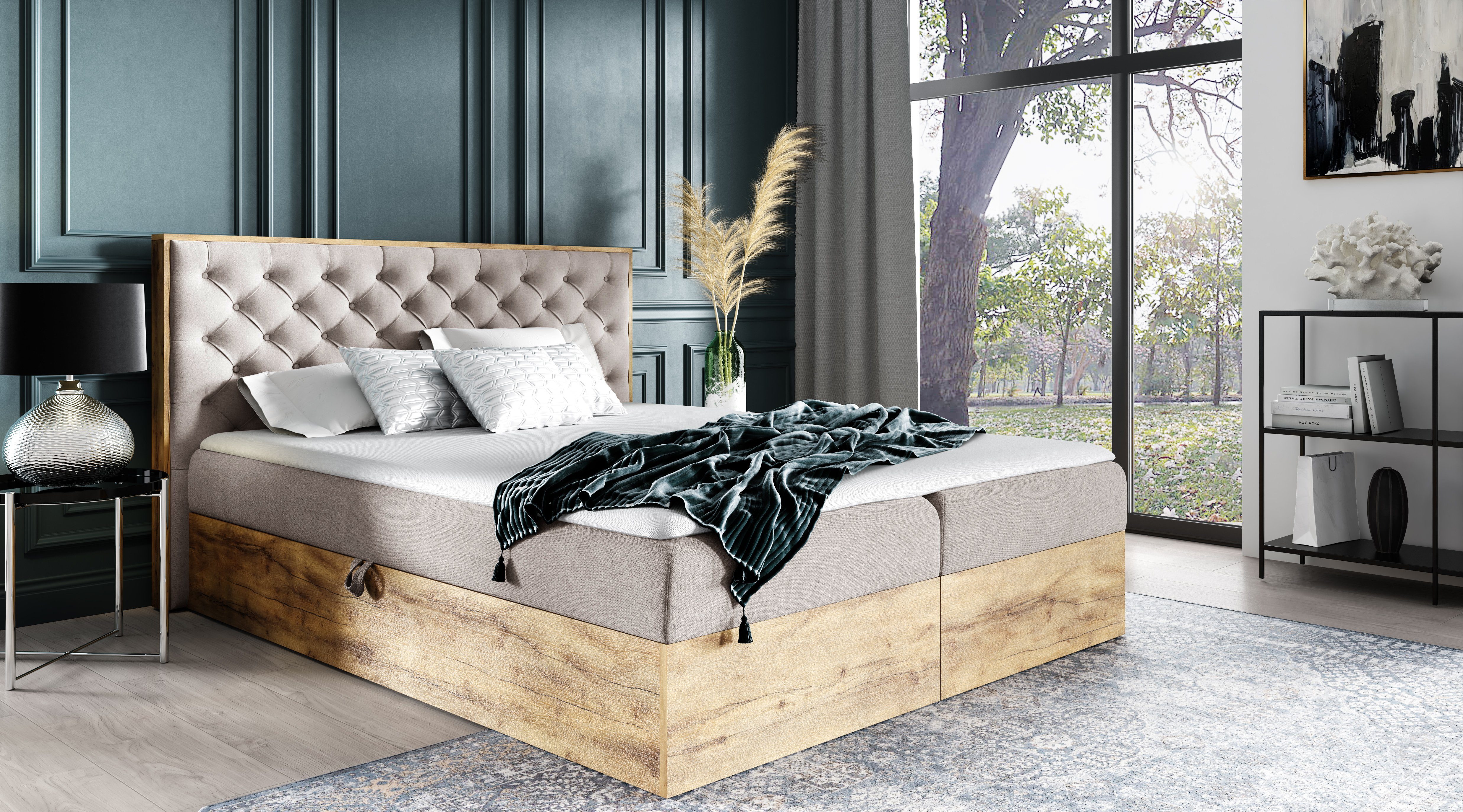 yourhouse24 Boxspringbett Wood III mit 2 günstig online kaufen