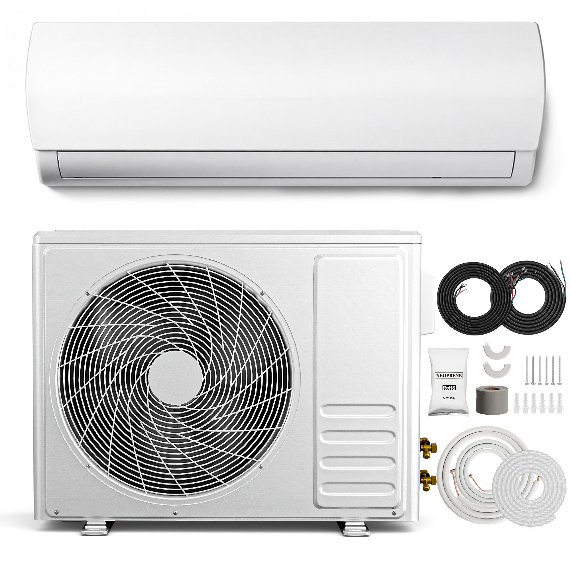 Furnicopia Split-Klimagerät 12000 BTU Inverter-Klimaanlage Kühlen & Heizen, inkl. Zubehör [A++], Stufenlos Inverter, A++/A+++