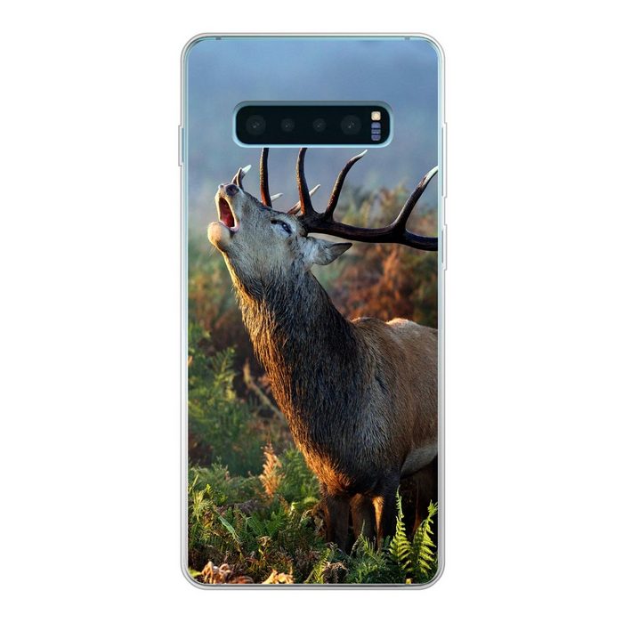 MuchoWow Handyhülle Hirsche - Wald - Nebel Phone Case Handyhülle Samsung Galaxy S10 Lite Silikon Schutzhülle
