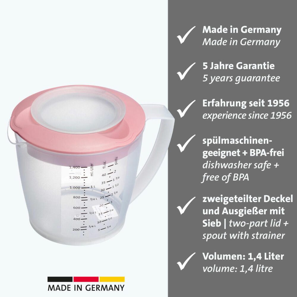 WESTMARK Rührschüssel mit Spritzschutz, Deckel und Ausgießer, Kunststoff, Füllvolumen: 1,4, PP