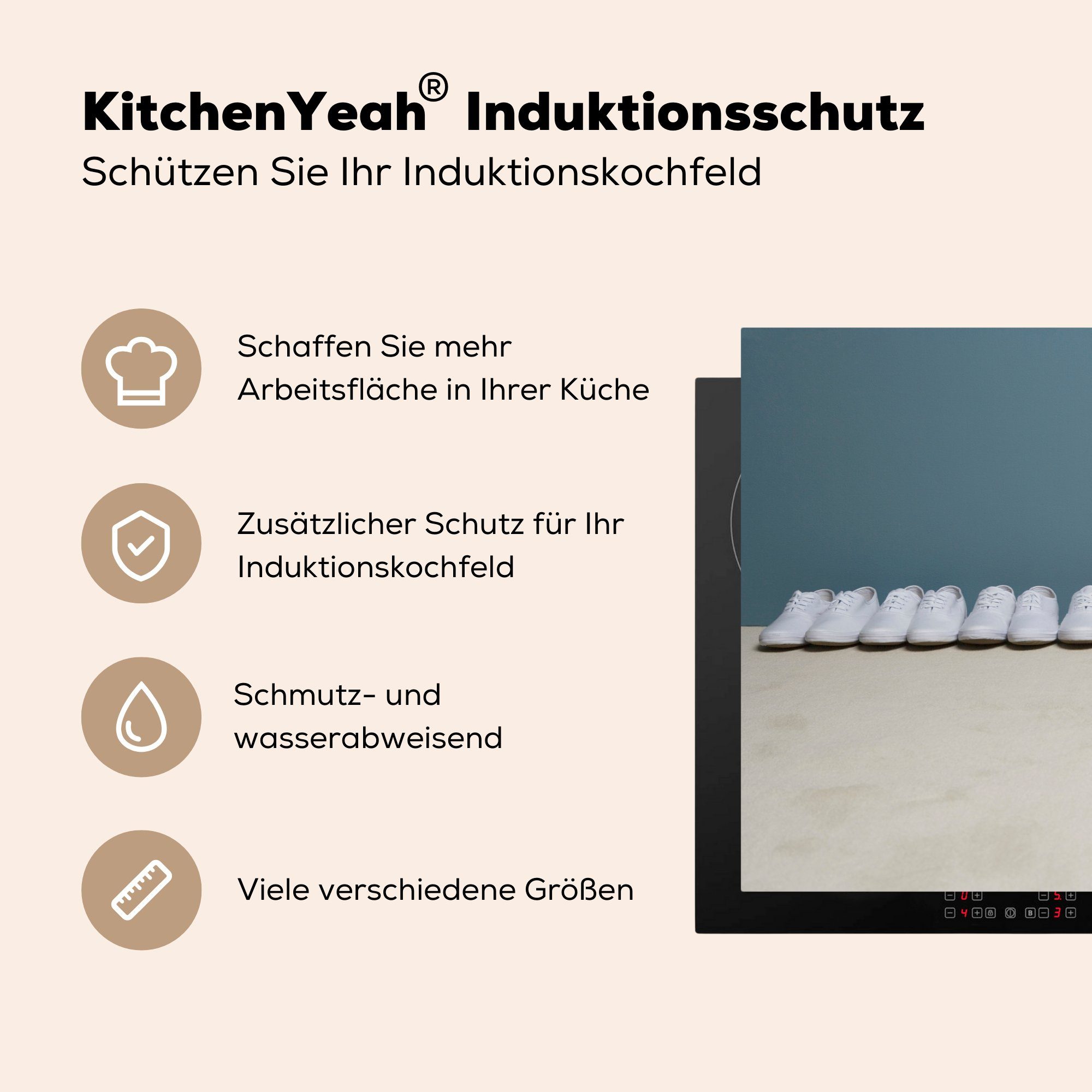 MuchoWow Herdblende-/Abdeckplatte Induktionskochfeld Schutz 81x52 in küche, cm, Schuhe Rot, (1 Vinyl, die für Ceranfeldabdeckung tlg)