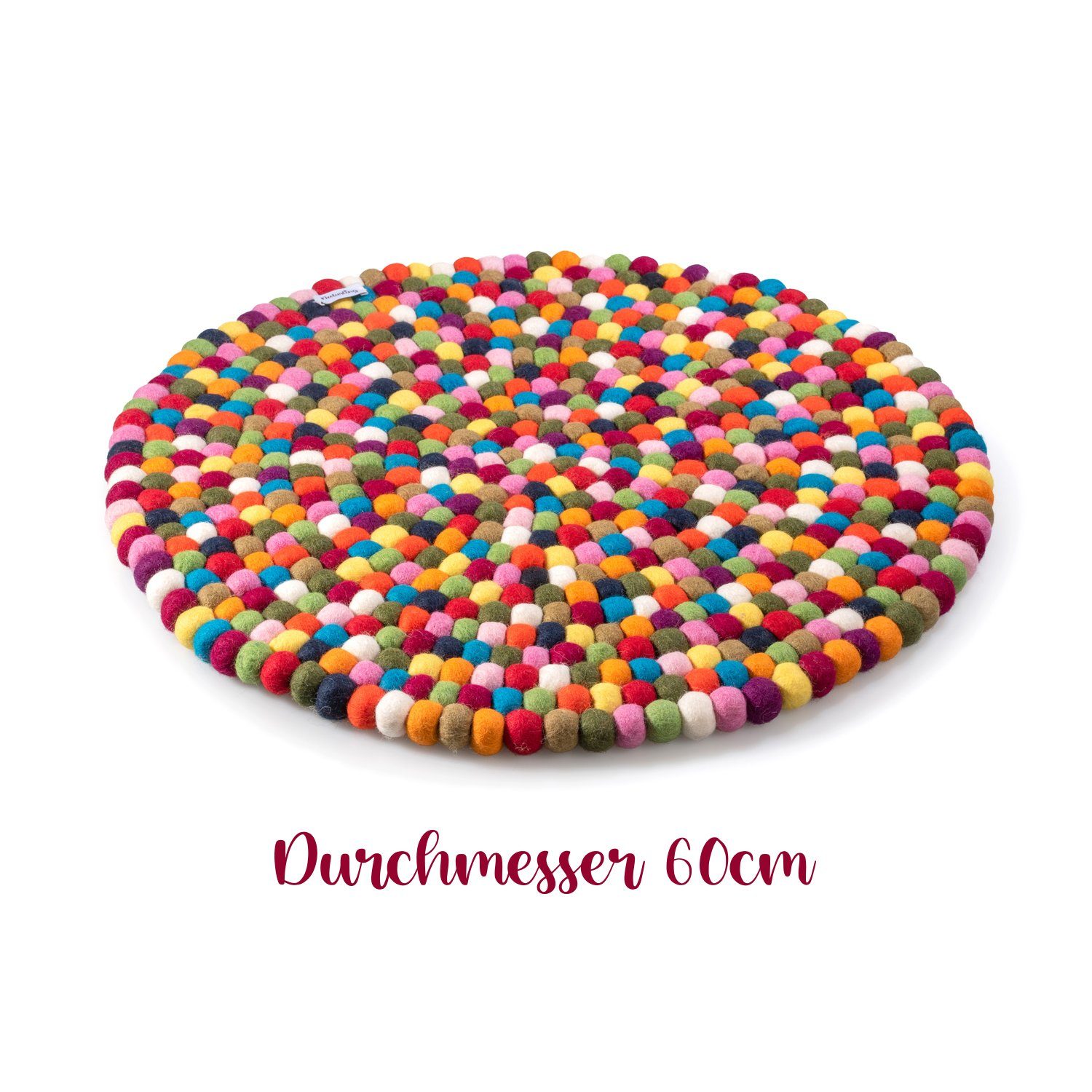 naturling Kinderteppich Filzkugel Teppich ø 60cm, Rund, Höhe: 20 mm, hohe Filz Kugeln