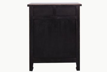 OPIUM OUTLET Kommode Sideboard Schrank Hochzeitsschrank Möbel, Breite 85 cm; Tiefe 46 cm; Höhe 112 cm; komplett montiert, Hoch-Kommode Landhaus Vintage-Stil asiatisch orientalisch chinesisch rot-schwarz