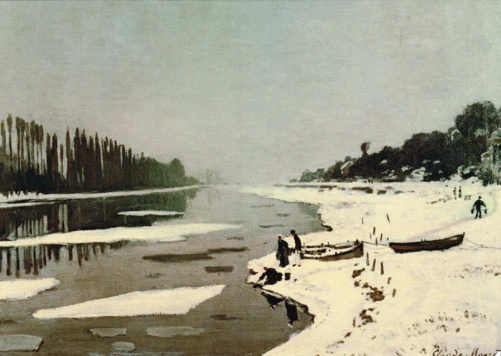 Postkarte Kunstkarte Claude Monet "Eis auf der Seine bei Bougival"