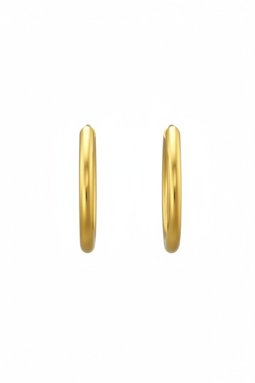 Diademita Paar Ohrstecker Goldfarbene Edelstahl-Huggie-Creolen (Set)