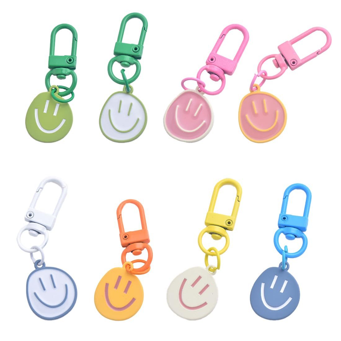 Schlüsselanhänger Set Schlüsselanhänger Set 8er Smiley bunt Taschenanhänger Accessoire