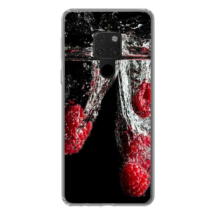 MuchoWow Handyhülle Himbeeren - Obst - Stilleben - Wasser - Schwarz - Rot Phone Case Handyhülle Huawei Mate 20 Silikon Schutzhülle OR12293